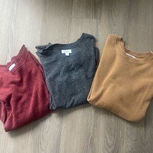 Cozy Women's Cozy Sweater Trio - Red, Gray, and Tan